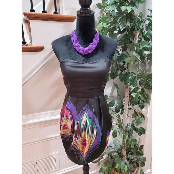 Twenty One Womens Black Off The Shoulder Sleeveless Back Zip Short Dress Medium - Picture 12 of 12